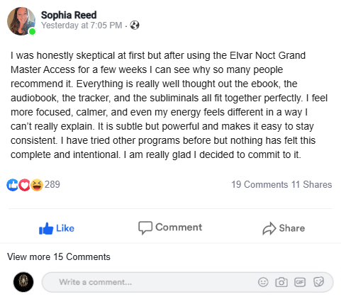 Facebook testimonial screenshot