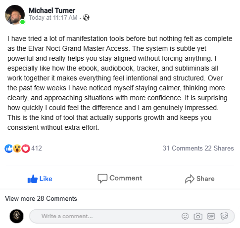 Facebook testimonial screenshot